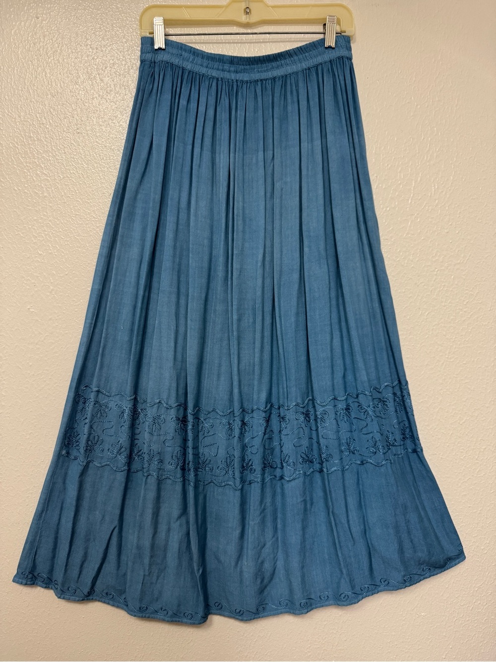 Vintage Blue Amilano Embroidered Maxi Skirt